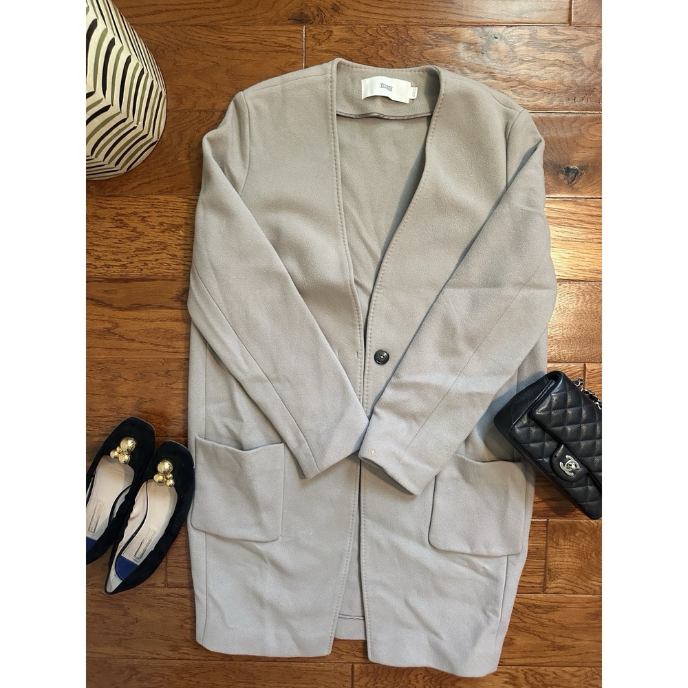 CLOSED Wool Cashmere Womens XS Gray Collarless Single Button Cardigan Jacket
